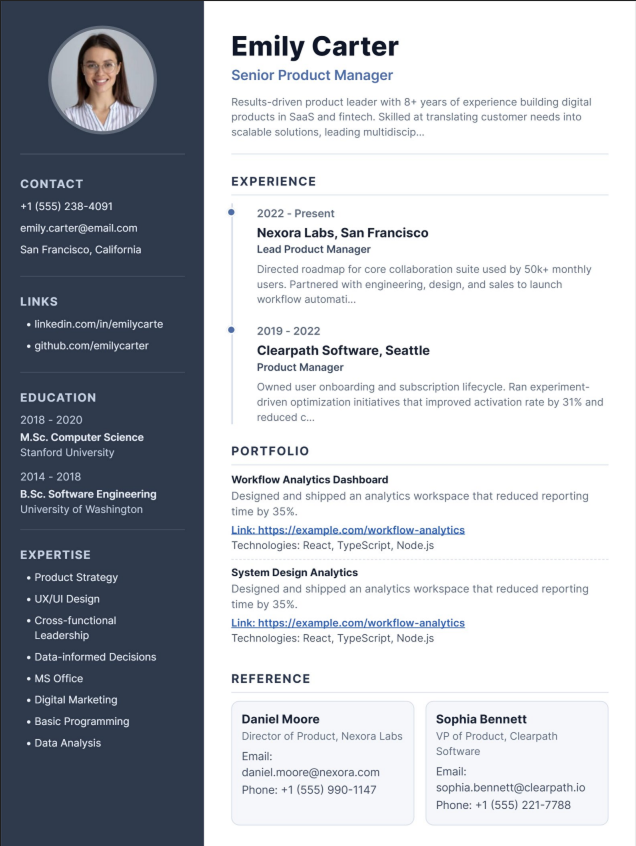 Meridian template preview